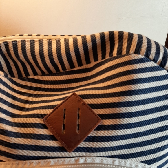 Madden Girl Backpack Blue and Cream Stripped - Picture 8 of 16